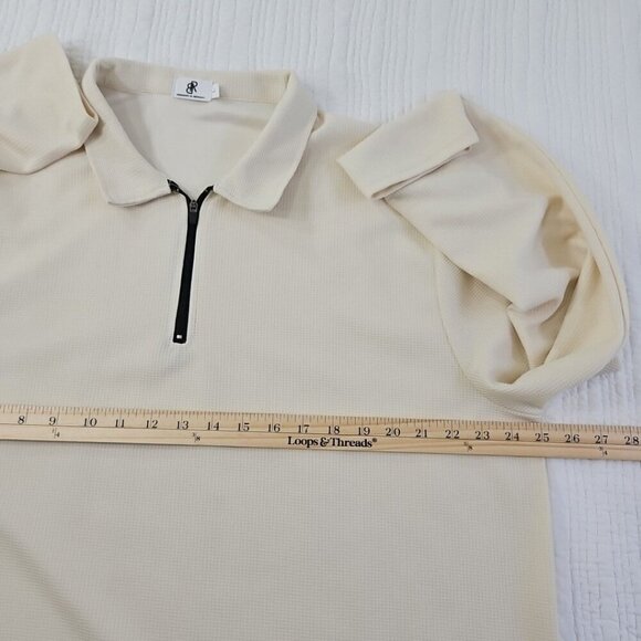 Banana Republic Waffle Knit Sweater Men's L Taupe 1/4 Zip Long Sleeve EUC LN - Picture 8 of 13